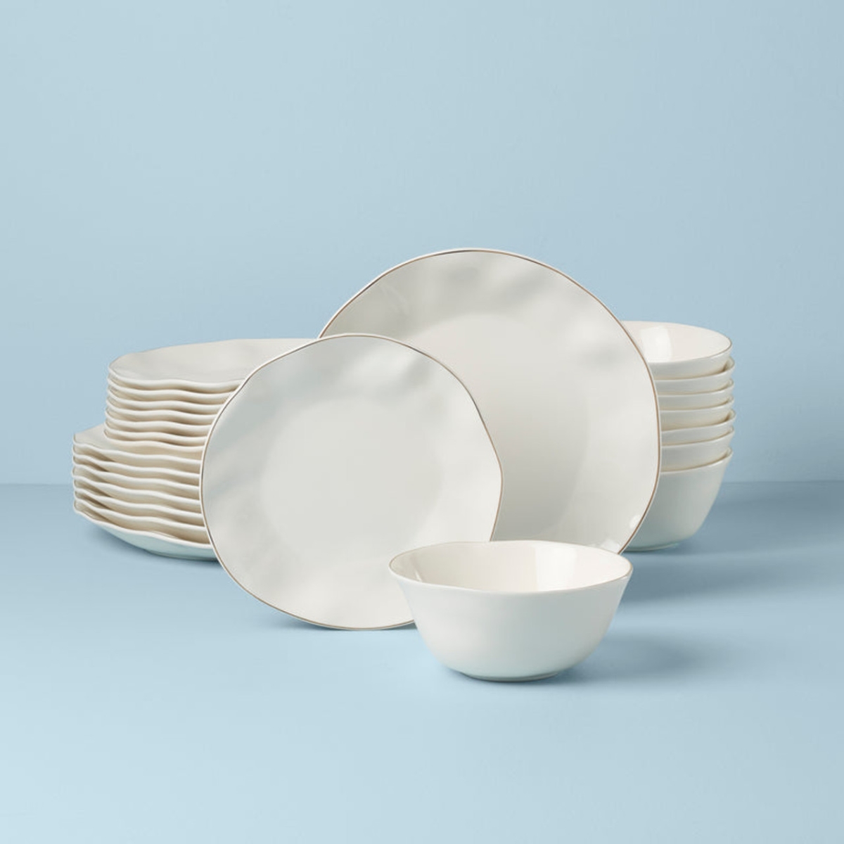 Picture of Lenox 895681 Blue Bay Dinnerware White All Purpose Bowl Set, 24 Piece