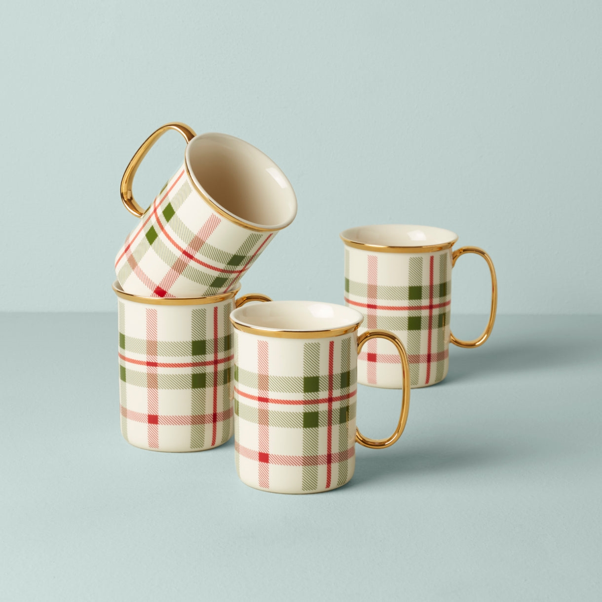 Picture of Seasonal 894967 Holiday Plaid Dinnerware Mugs, Set of 4