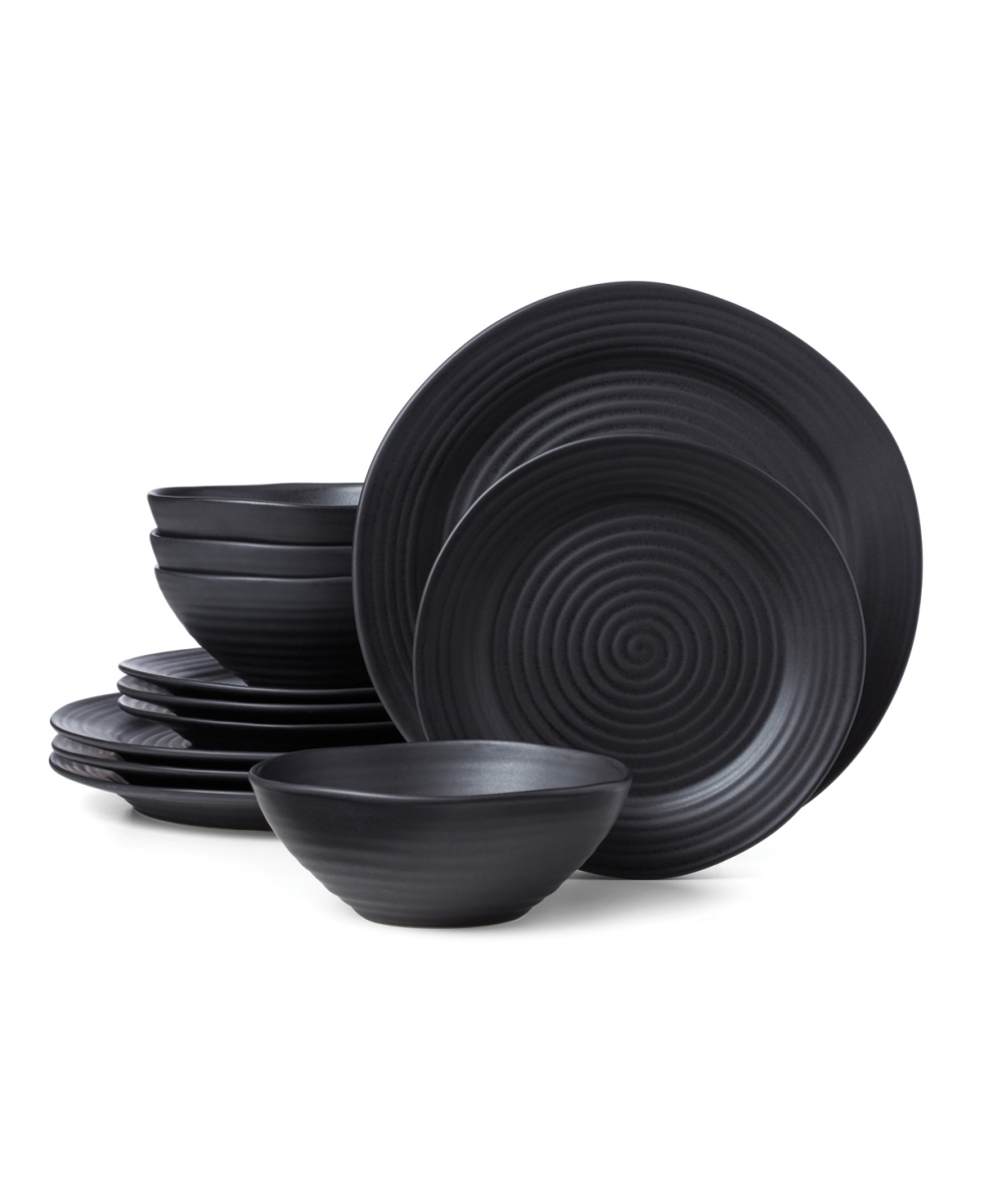 Picture of Oneida 895938 Ridge Black Dinnerware Set, 12 Piece