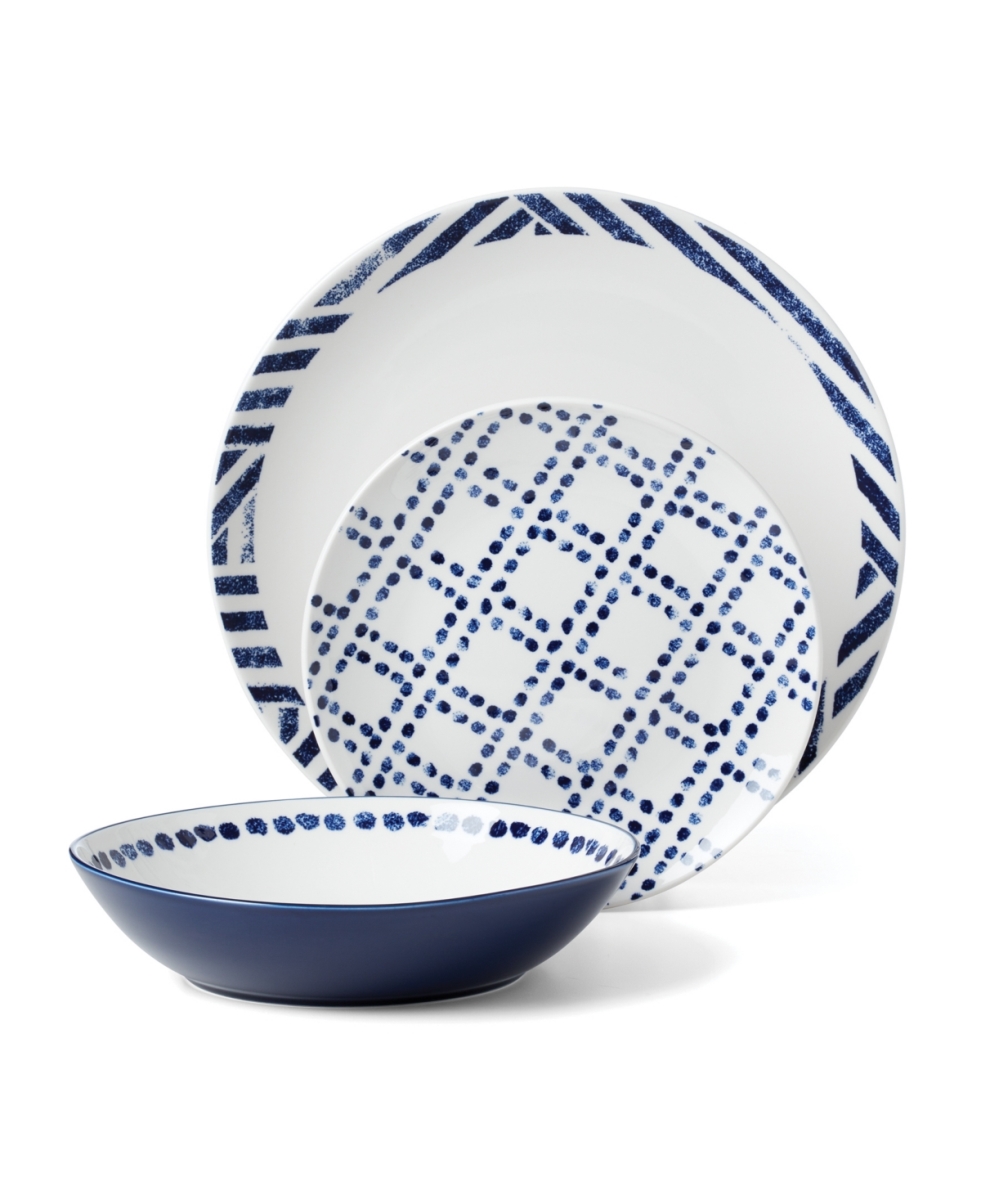 Picture of Oneida 895941 Harbour Dinnerware Set, White & Indigo - 12 Piece