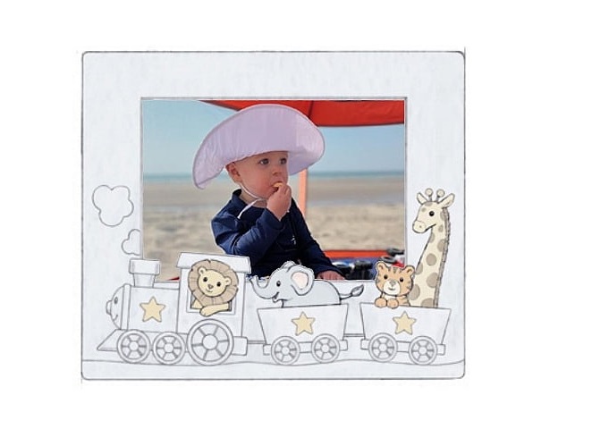 Reed & Barton Animal Train Silverplate 5x7 Photo Frame - Silver