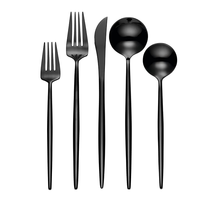 Picture of Hampton Forge 894757 Zephyr Flatware Set, Black - 45 Piece