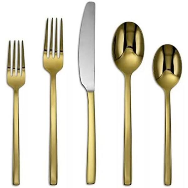 Picture of Cambridge 805520HGY12XDS Beacon Mirror 18-0 Stainless Steel Flatware Set, PVD Gold - 20 Piece