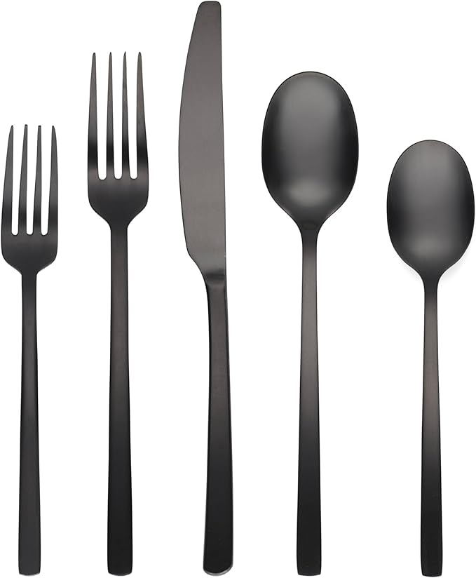 Picture of Cambridge 286620HGY12XR Beacon 18-0 Stainless Steel Flatware Set, PVD Black Satin - 20 Piece - Pack of 3