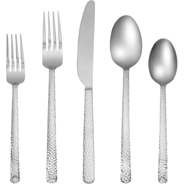 Picture of Cambridge 343620CSLG12 Henrietta Hammered Mirror 18-0 Stainless Steel Flatware Set - 20 Piece - Pack of 3
