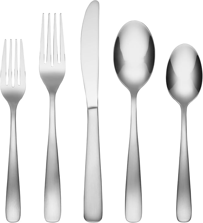 Picture of Cambridge 284142CSLG4 Bourne Mirror 18-0 Stainless Steel Flatware Set, Satin - 42 Piece