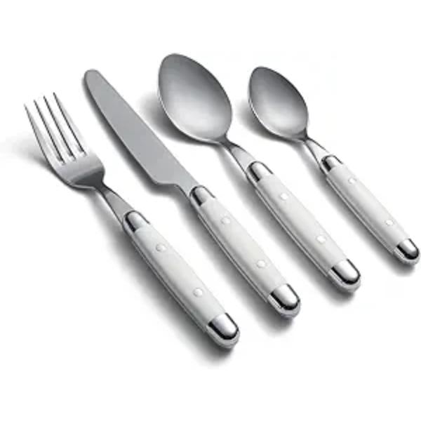 Picture of Cambridge 07616CBWD32R Jubilee 18-0 Stainless Steel Flatware Set, White - 16 Piece