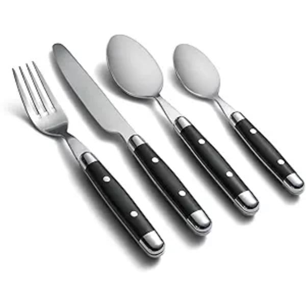 Picture of Cambridge 07916CBWD32R Jubilee 18-0 Stainless Steel Flatware Set, Black - 16 Piece