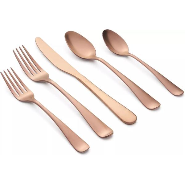 Picture of Cambridge 506020CWG12R Rhiannon 18-0 Stainless Steel Flatware Set, PVD Copper Satin - 20 Piece