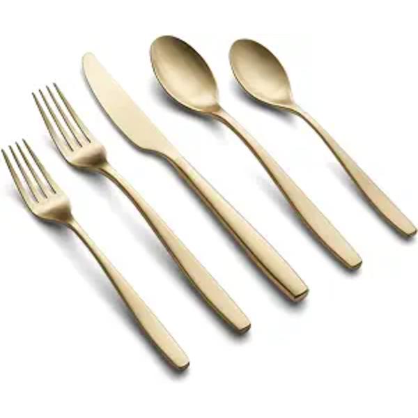Picture of Cambridge 506920CWA12R Averie 18-0 Stainless Steel Flatware Set, PVD Champagne Satin - 20 Piece