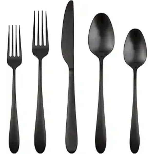 Picture of Cambridge 507320CKW12R Poet 18-0 Stainless Steel Flatware Set, PVD Black Satin - 20 Piece