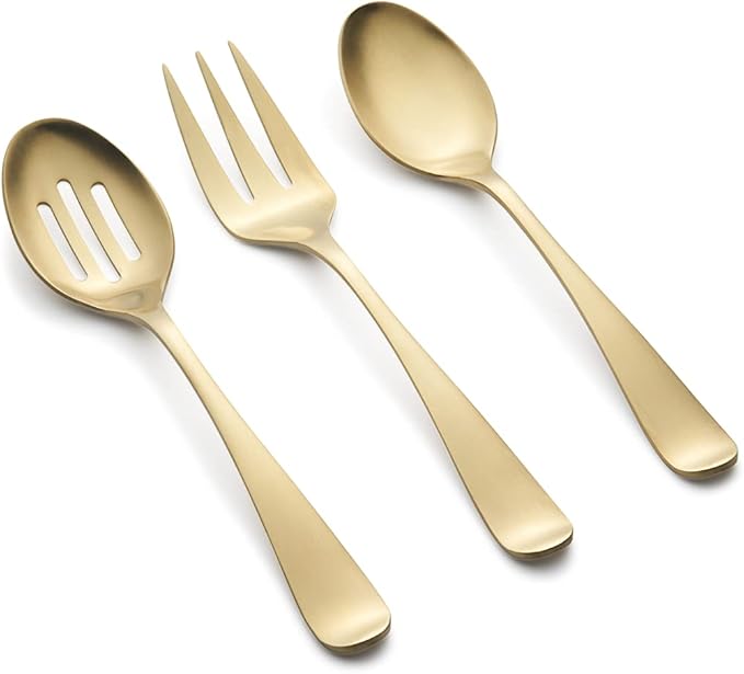 Picture of Cambridge 505836CKW43DS Rhiannon 18-0 Stainless Steel Hostess Set, PVD Champagne Satin - 3 Piece