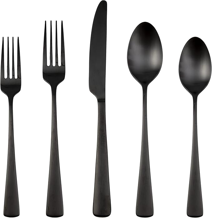Picture of Cambridge 511520CKW12R Cerys 18-0 Stainless Steel Flatware Set, PVD Black Satin - 20 Piece