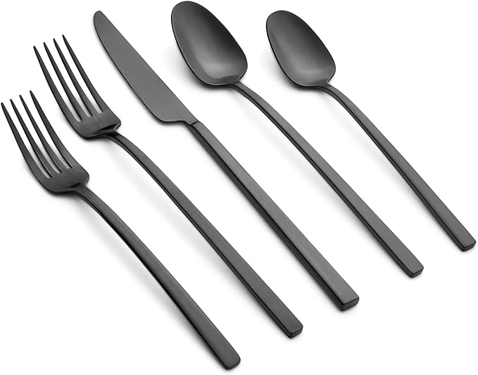 Picture of Cambridge 513620CKW12R Damaris 18-0 Stainless Steel Flatware Set, PVD Black Satin - 20 Piece