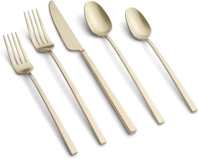 Picture of Cambridge 513720CKW12R Damaris 18-0 Stainless Steel Flatware Set, PVD Champagne Satin - 20 Piece