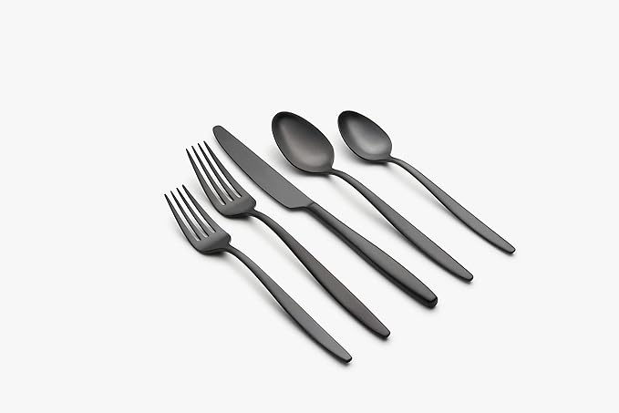 Picture of Cambridge 513920CKW12R Nylah 18-0 Stainless Steel Flatware Set, PVD Black Satin - 20 Piece