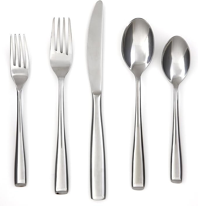 Picture of Cambridge 202420CSLG12R Rachel Mirror Flatware 18-0 Stainless Steel Silverware Set - 20 Piece - Pack of 6