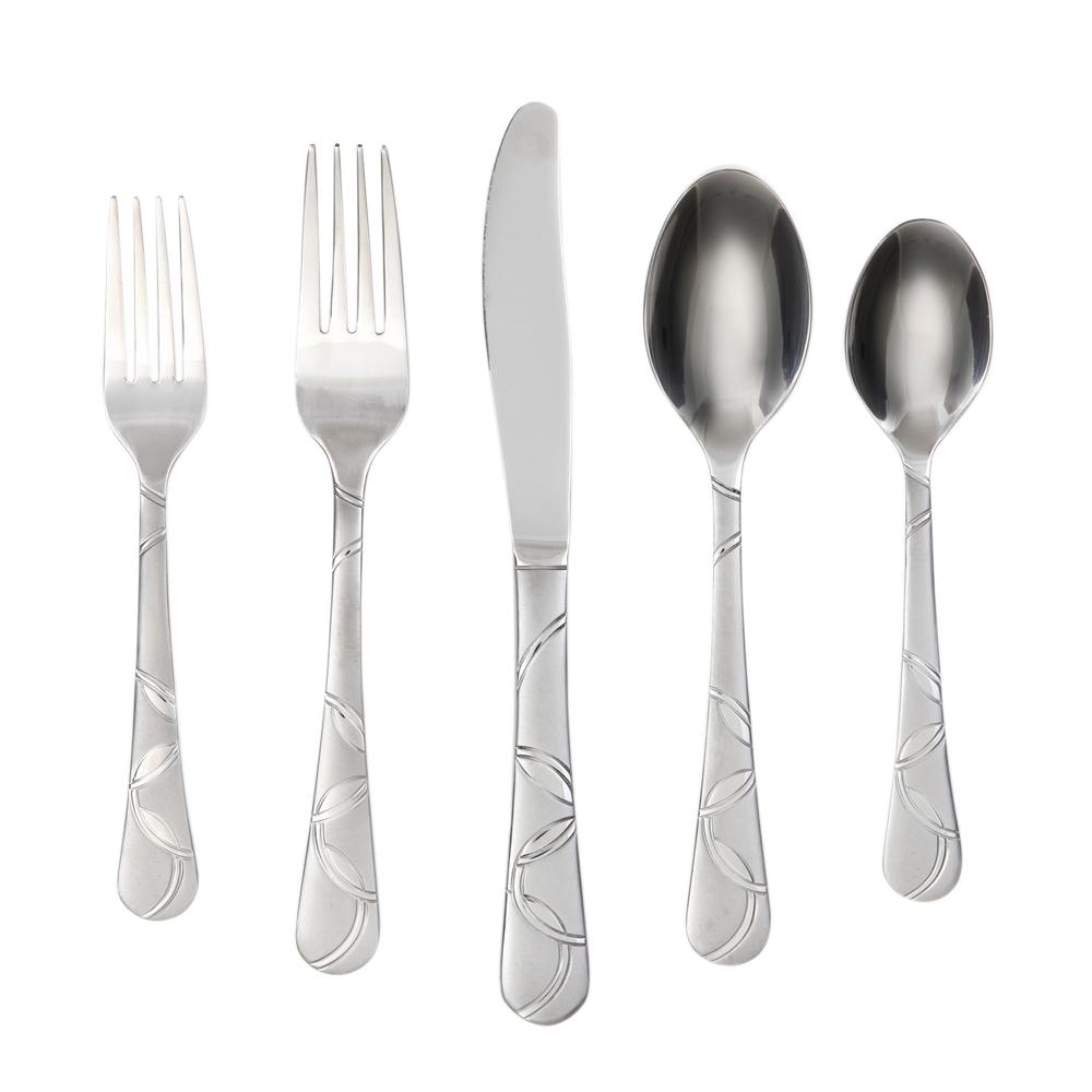 Picture of Cambridge 174720CSLG12DS Felicity Sand 18-0 Stainless Steel Flatware Set, Silver - 20 Piece