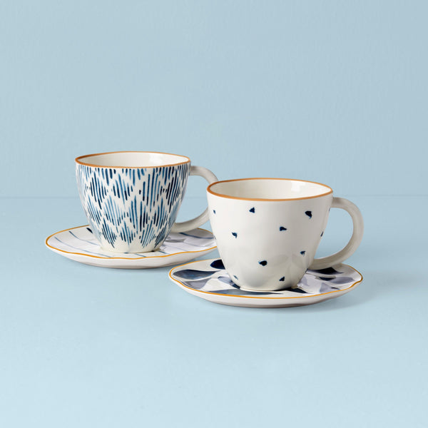 893810 Blue Bay Teacup & Saucer Set - 4 Piece
