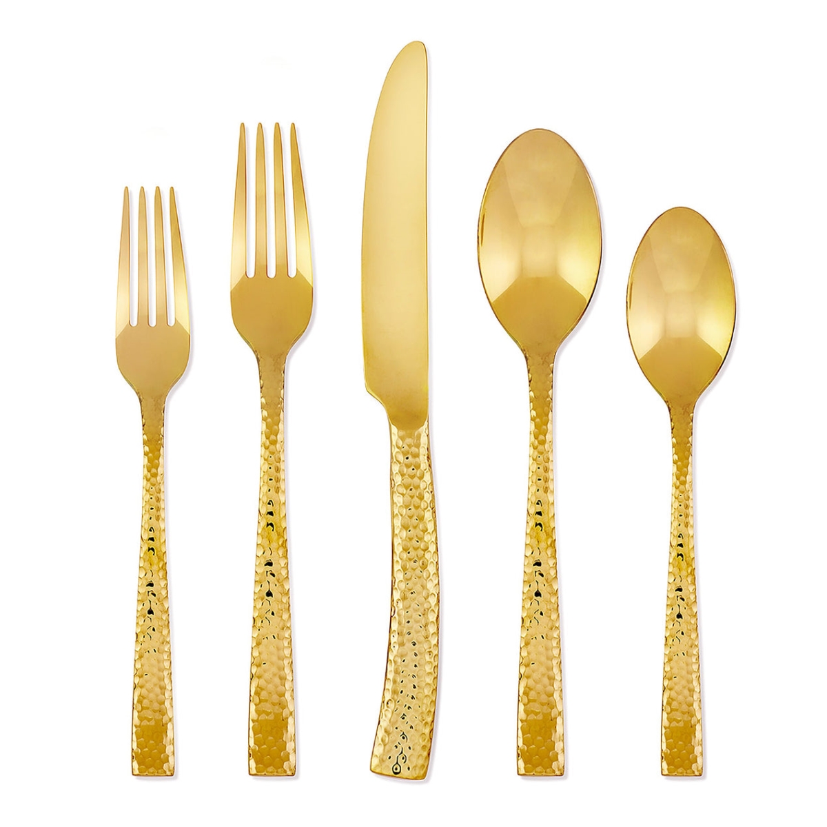 Picture of Hampton Forge EFB85G20QT Paris Hammered Gold Titan 18-0 Stainless Steel Flatware Set, 20 Piece