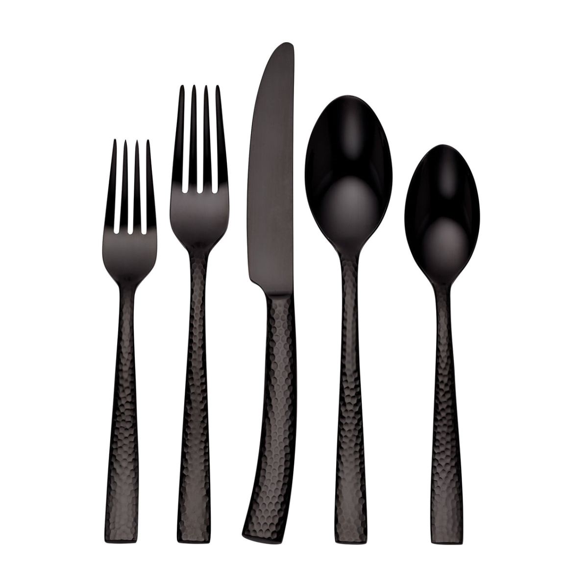Picture of Hampton Forge EFB96M20QT Paris Hammered Gunmetal Titanium 18-0 Stainless Steel Flatware Set, 20 Piece