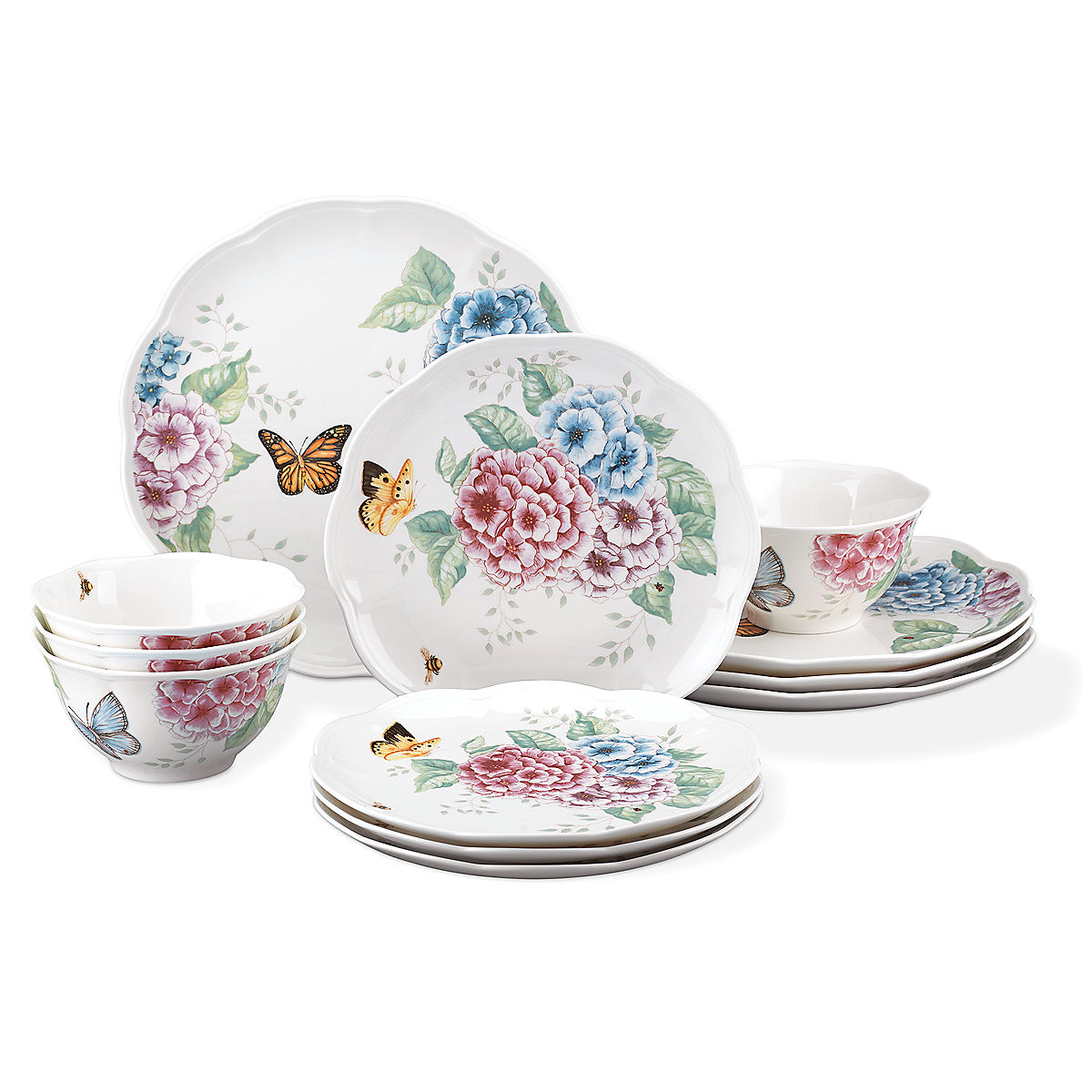 Picture of Lenox 849407 Butterfly Meadow Hydrangea Dinnerware Set - 12 Piece