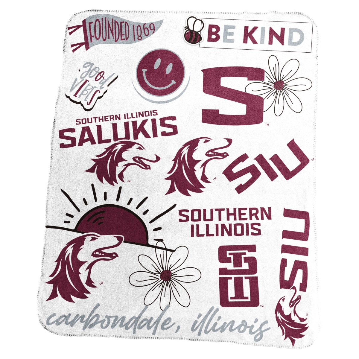 209-23-63 NCAA Southern Illinois University Classic Native Fleece Throw Blanket