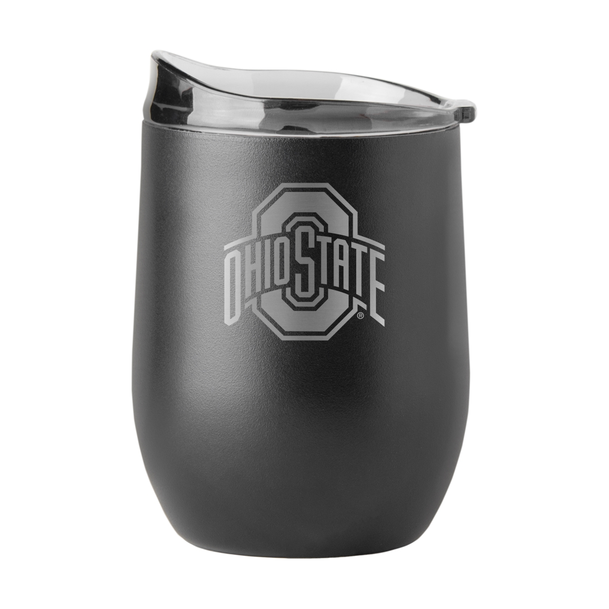 191-S16PB-BLK-9 Ohio State 16 oz Etched Powder Coat Curved Beverage