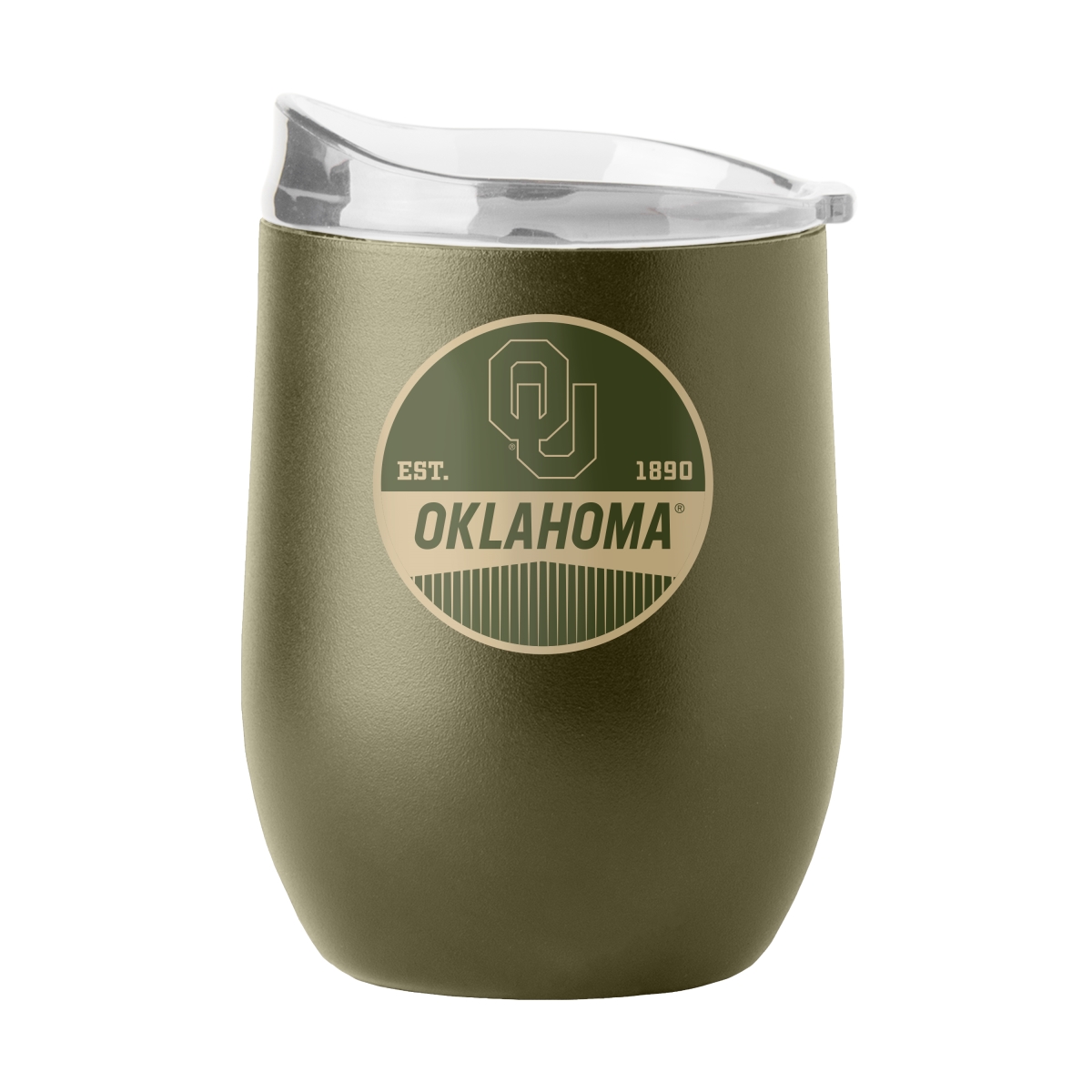 192-S16PB-OLV-47 Oklahoma 16 oz decal Powder Coat Curved Beverage