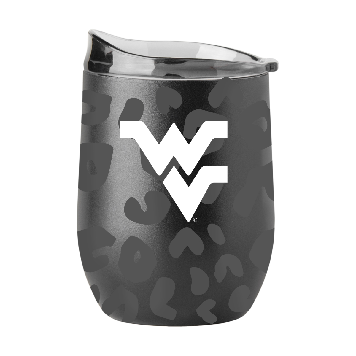 239-S16PB-BLK-33 West Virginia Leopard 16 oz Black Powdercoat Curved Beverage
