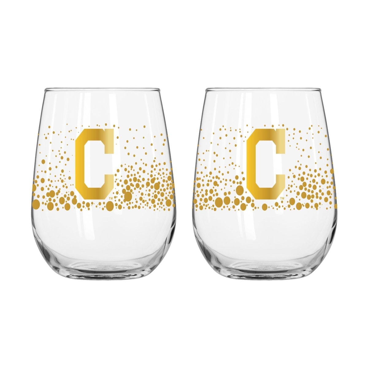 619265 12 oz MLB Cleveland Indians Glitz Stemmed Wine Glass