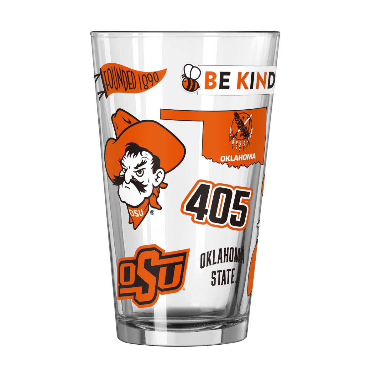 193-G16P-63 Oklahoma State 16 oz Native Pint Glass