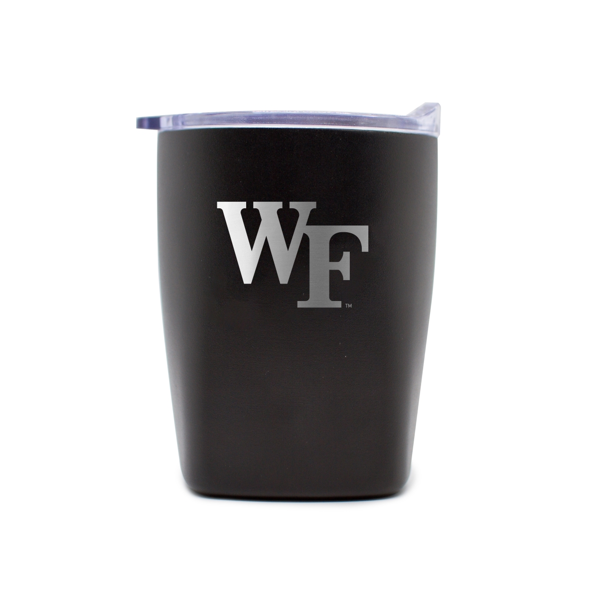 236-S14PR-BLK-9 Wake Forest 10 oz Black Etch Powdercoat Rocks Tumbler