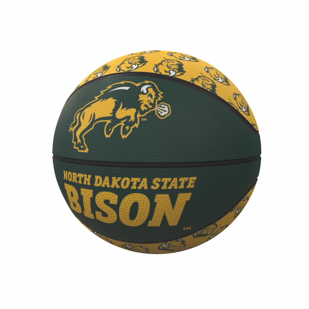 318-91MR-1 ND State Repeating Logo Mini-Size Rubber Basketball