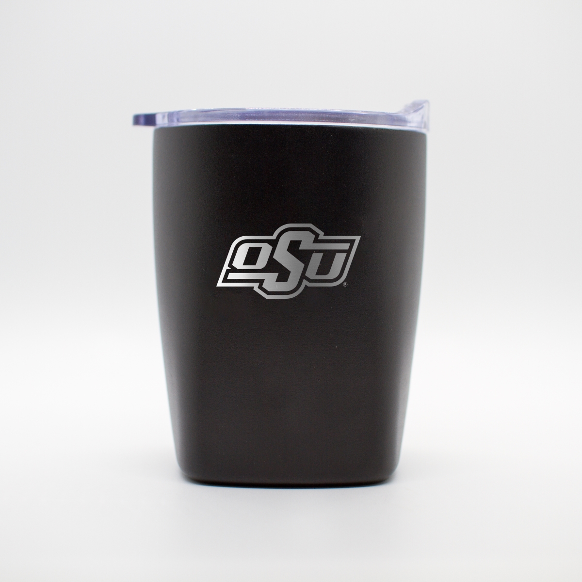193-S14PR-BLK-9 Oklahoma State 10 oz Etch Black Powder Coat Rocks Tumbler