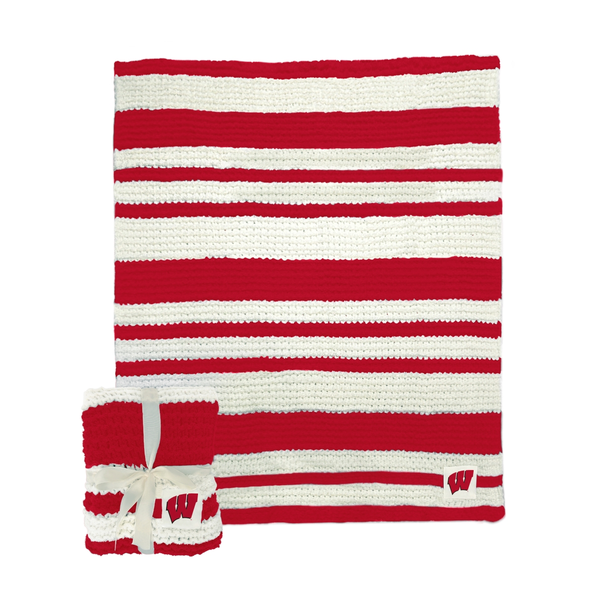 244-282 NCAA Wisconsin decalrs 50 x 60 in. Cable Knit Throw