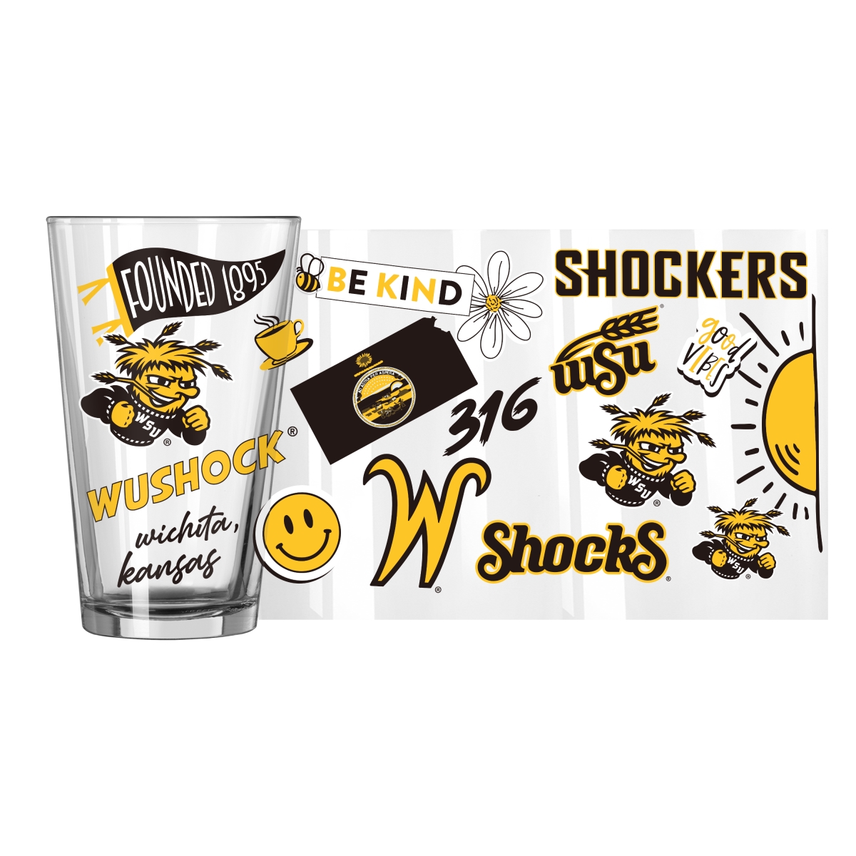 256-G16P-63 Wichita State 16 oz Native Pint Glass