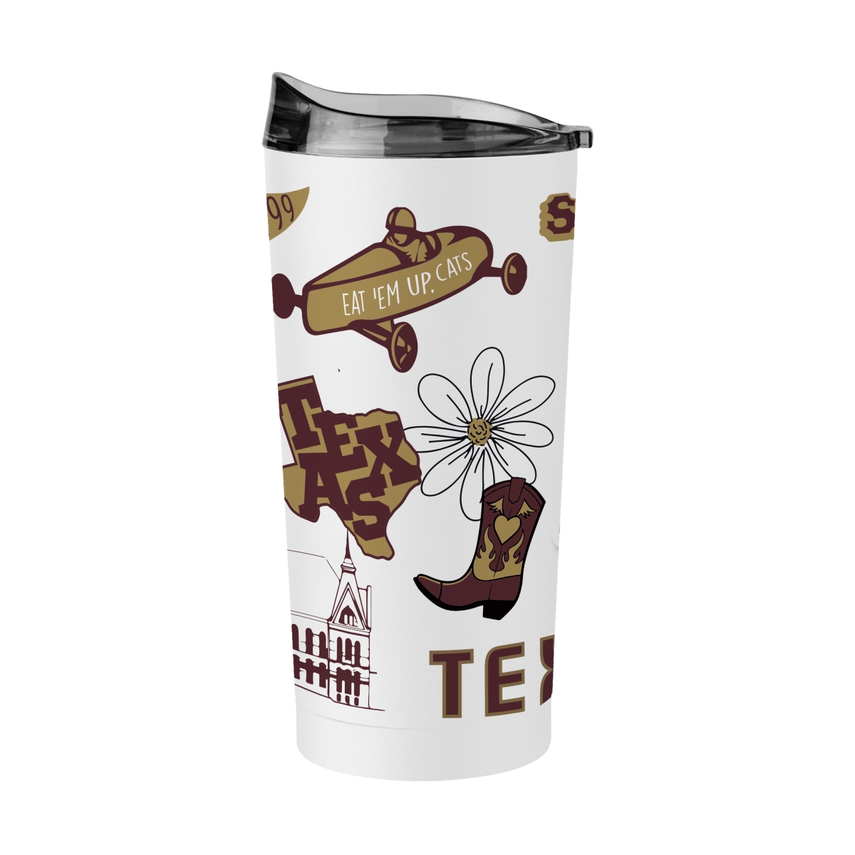 221-S20PT-63 20 oz Texas State Native Powder Coat Tumbler