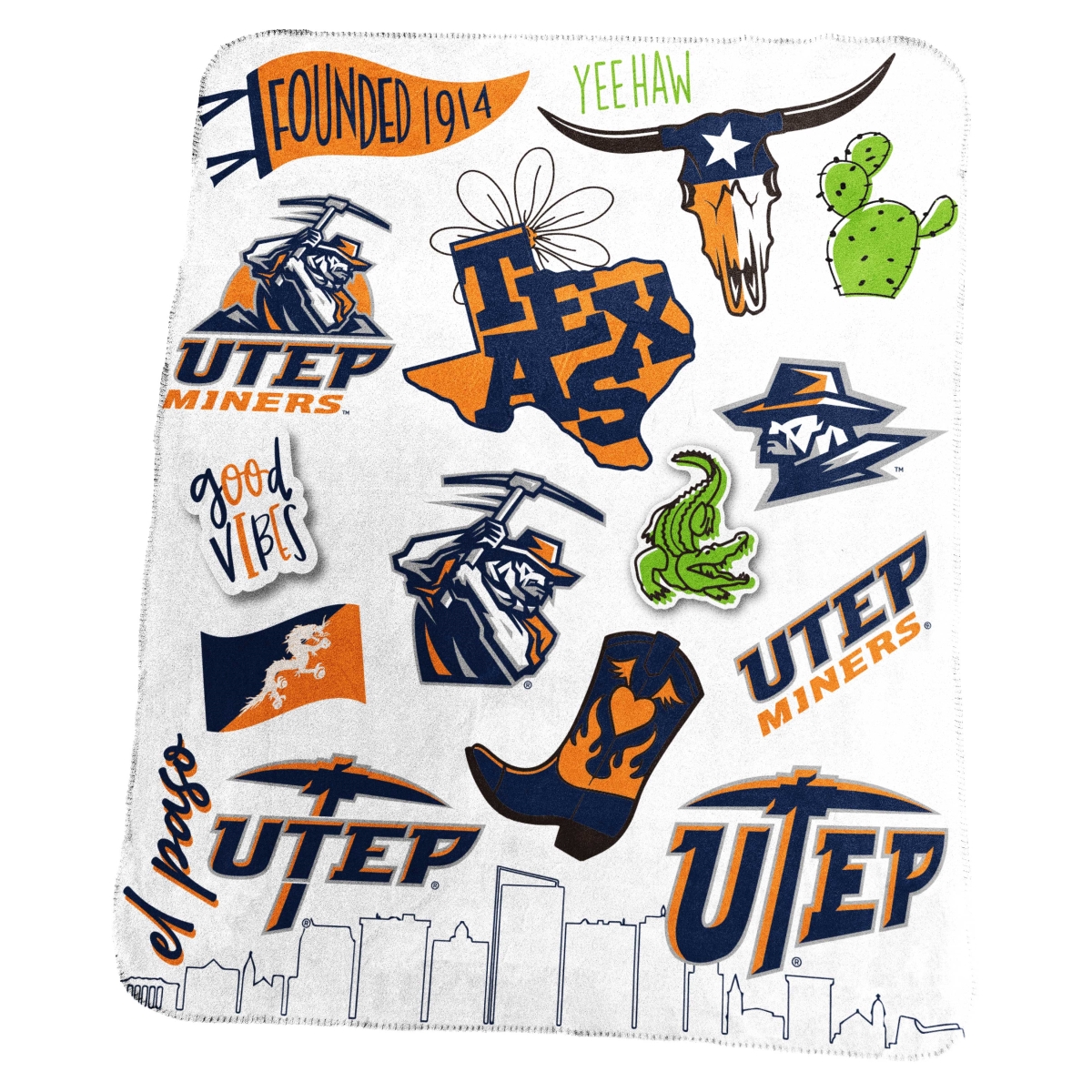 231-23-63 NCAA University of Texas at El Paso Classic Native Fleece Throw Blanket