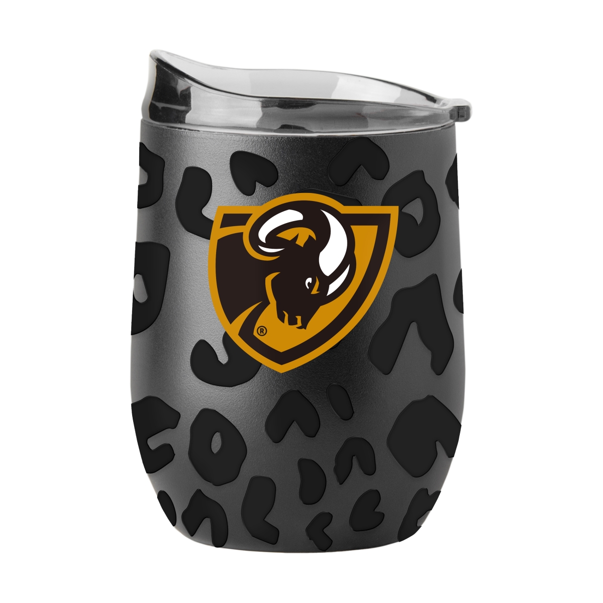 376-S16PB-BLK-33 VCU Leopard 16 oz Black Powdercoat Curved Beverage