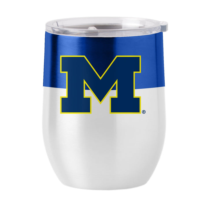 Picture of Logo Chair 171-S16CB-11 NCAA University of Michigan Wolverines Colorblock Curved Beverage Glass