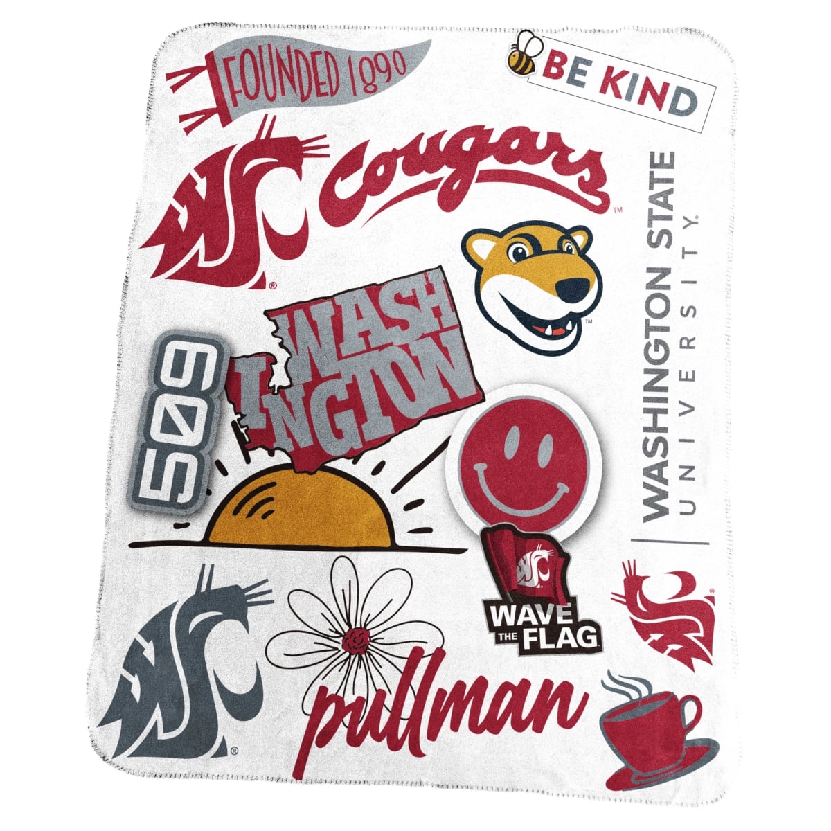 238-23-63 NCAA Washington State University Classic Native Fleece Throw Blanket