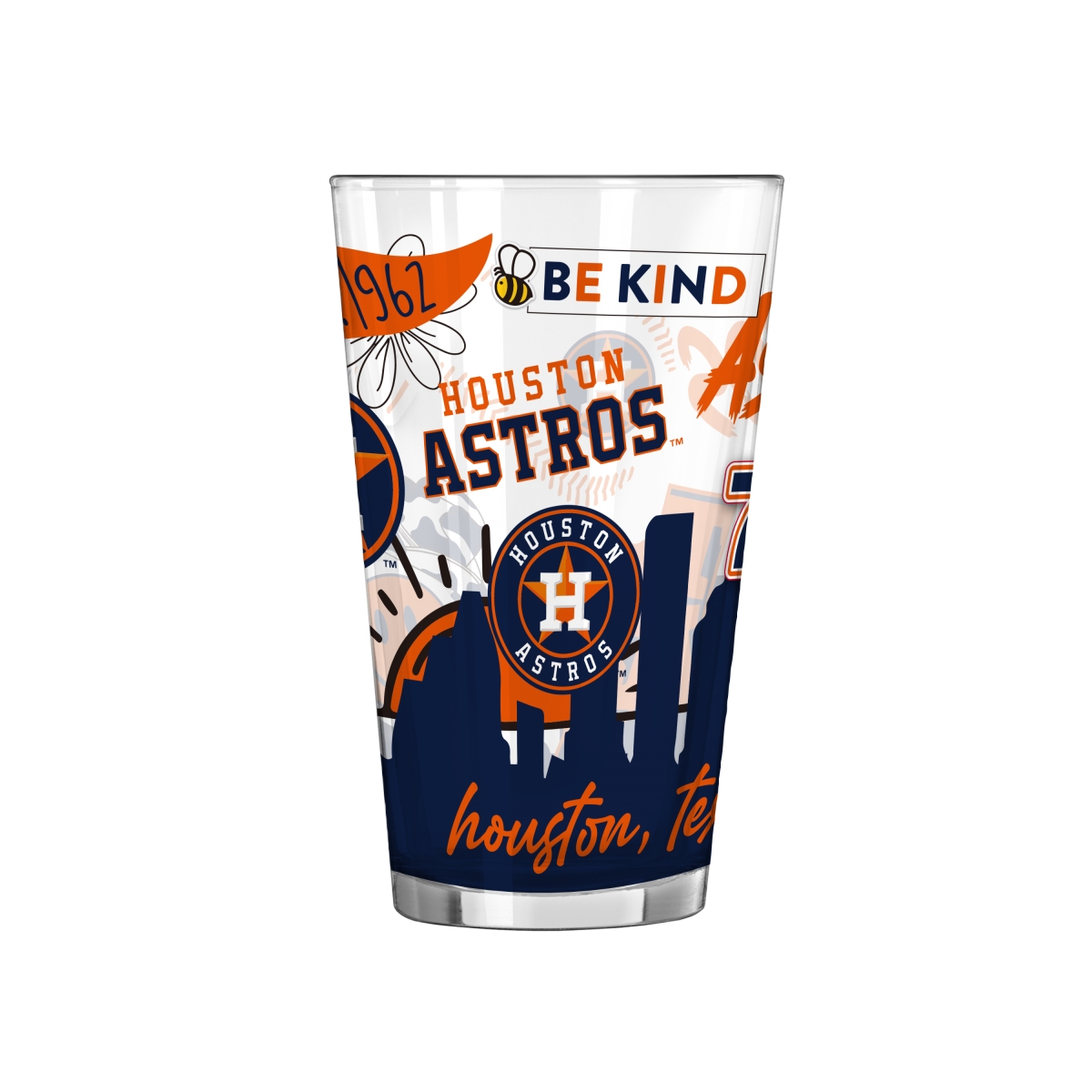 513-G16P-63 Houston Astros 16 oz Native Pint Glass
