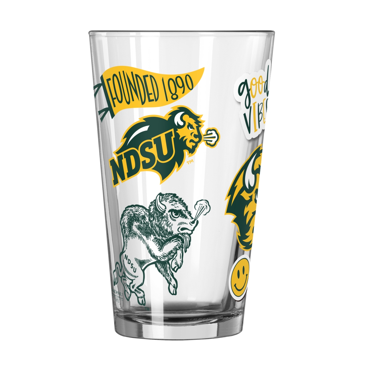 318-G16P-63 North Dakota State 16 oz Native Pint Glass