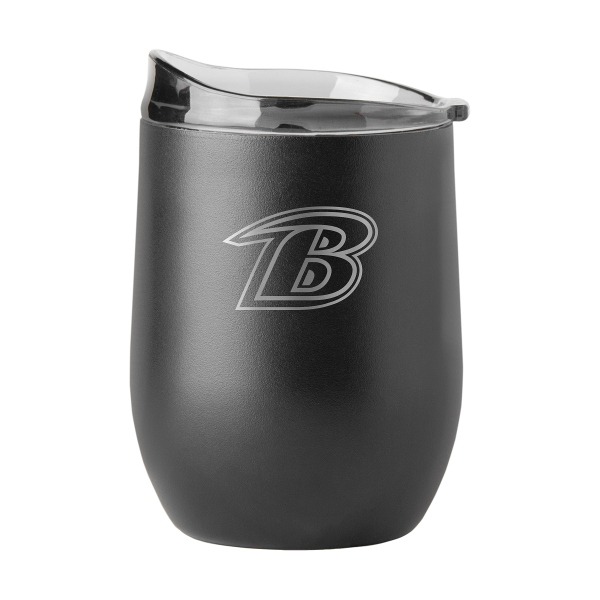 603-S16PB-BLK-9 Baltimore Ravens 16 oz Black Etched Powder Coat Curved Beverage