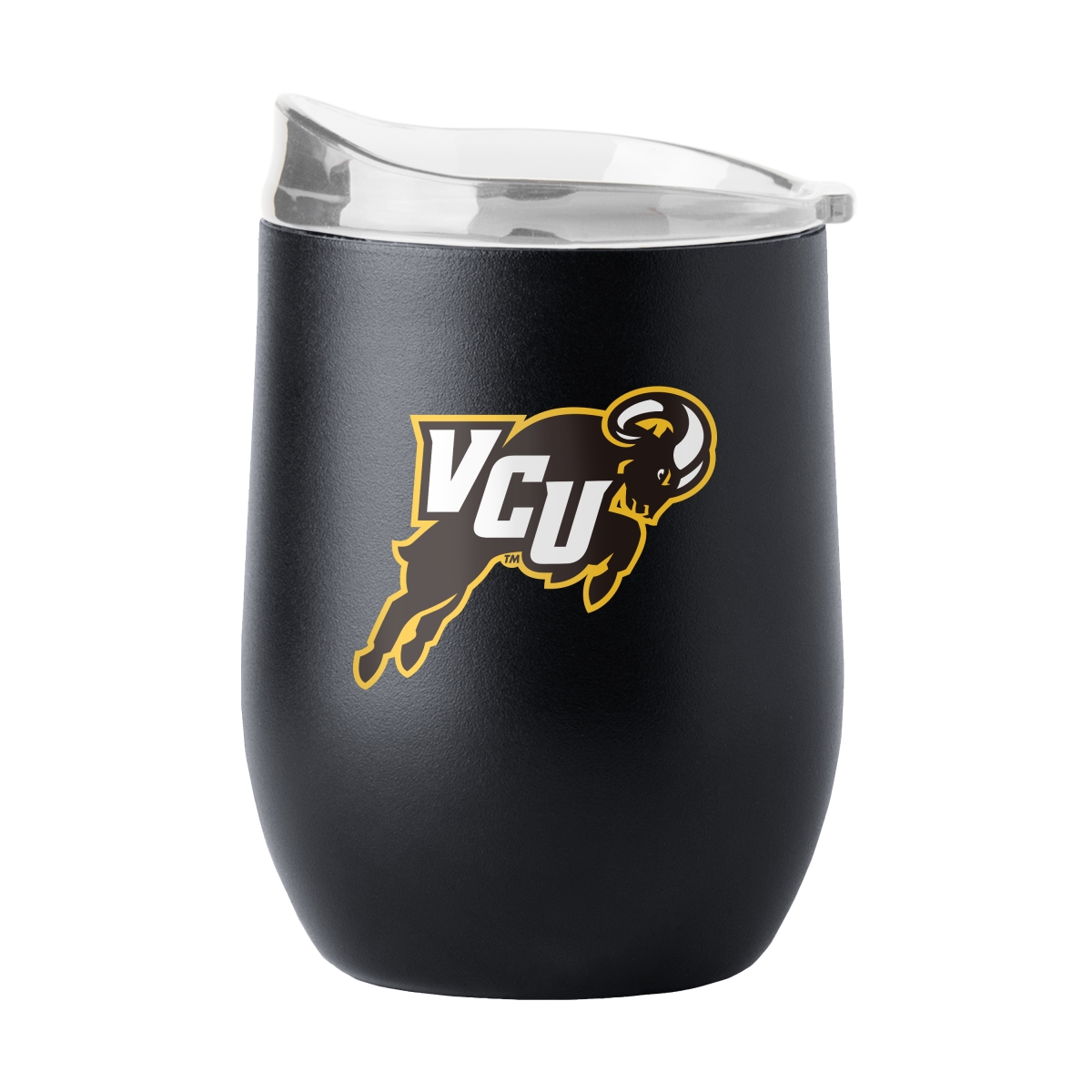 376-S16PB-34 Virginia Commonwealth 16 oz Flipside Powder Coat Curved Beverage