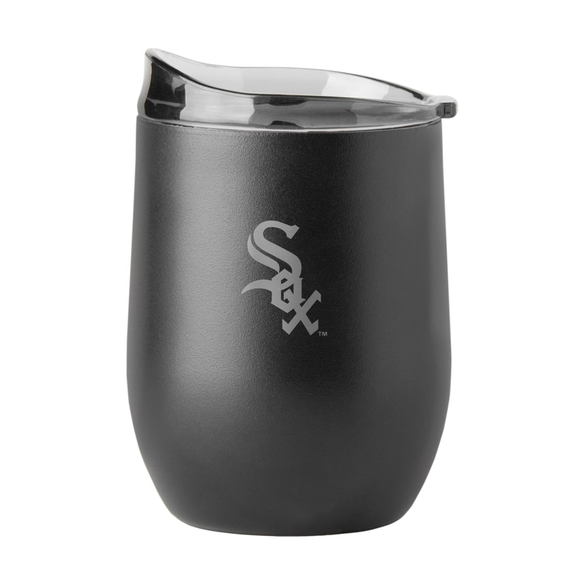507-S16PB-BLK-9 Chicago White Sox 16 oz Etched Black Powder Coat Curved Beverage