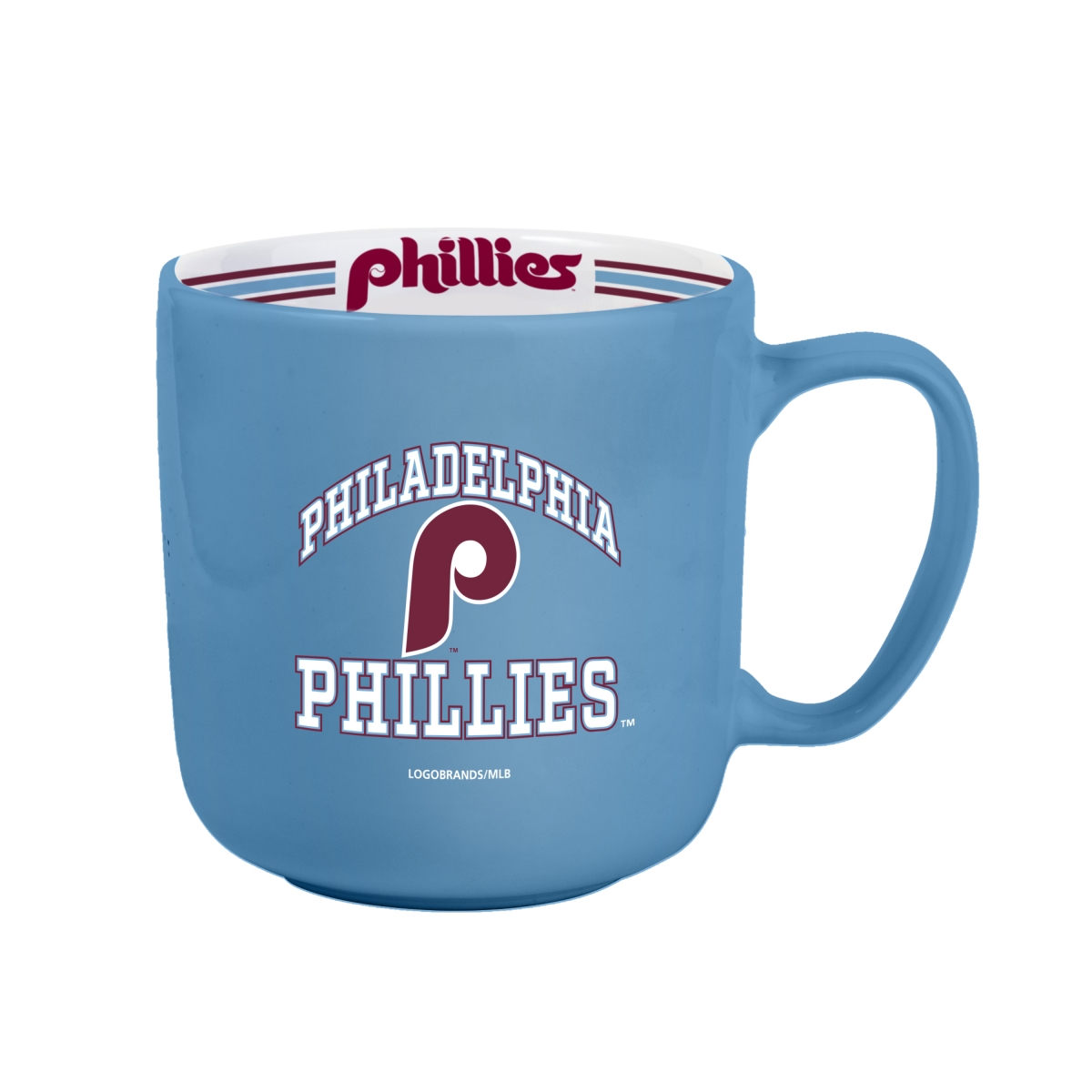 Picture of Logo Brands 522V-C15SM 15 oz Philadelphia Phillies Retro Stripe Mug&#44; Light Blue