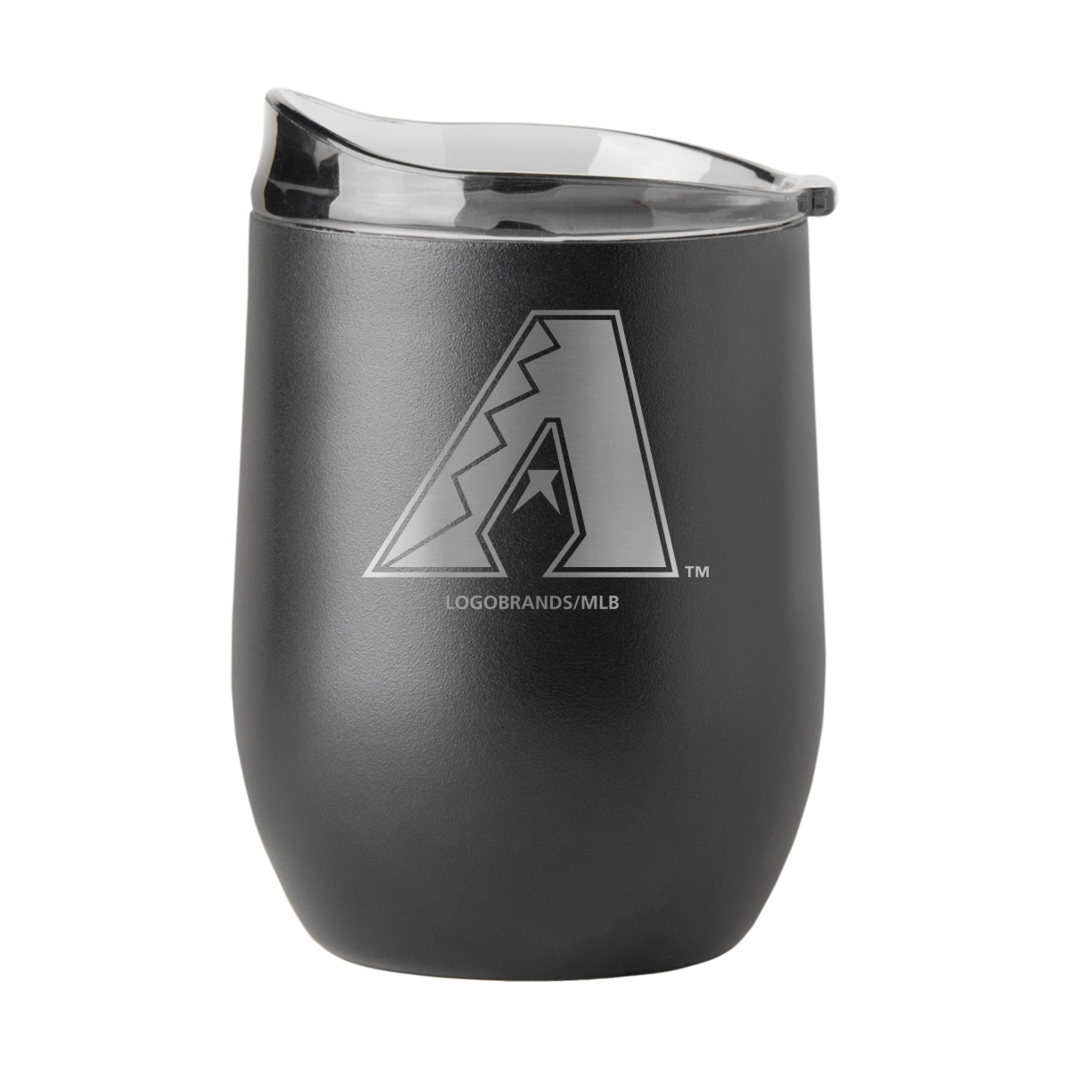 502-S16PB-BLK-9 Arizona Diamondbacks Black 16 oz Etched Powder Coat Curved Beverage