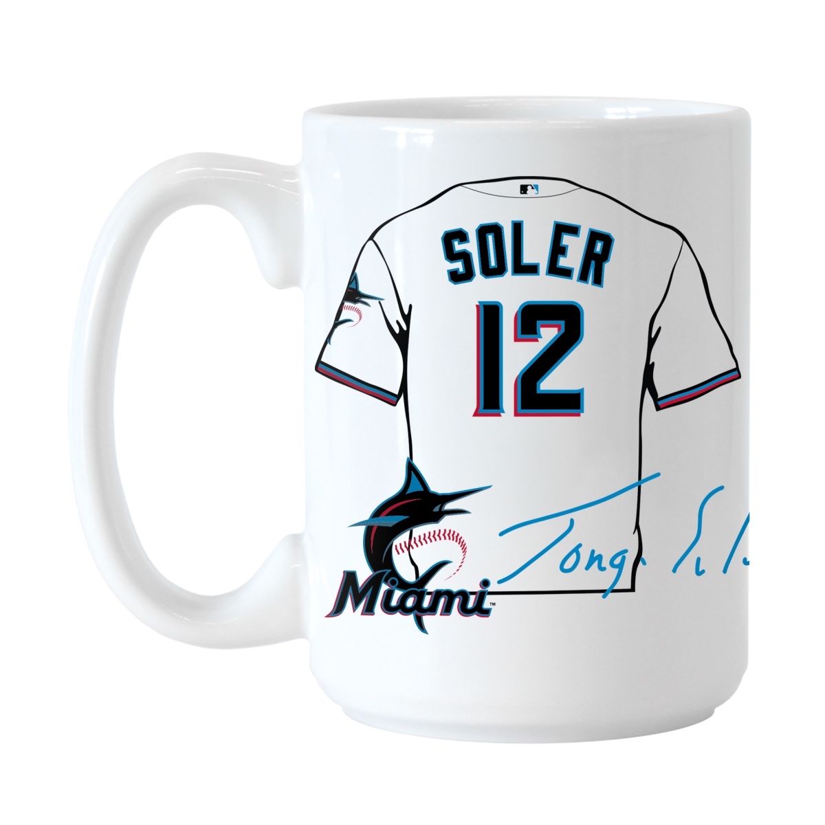 512P-C15M-JS Miami Marlins Jorge Soler Jersey 15 oz Sublimated Mug